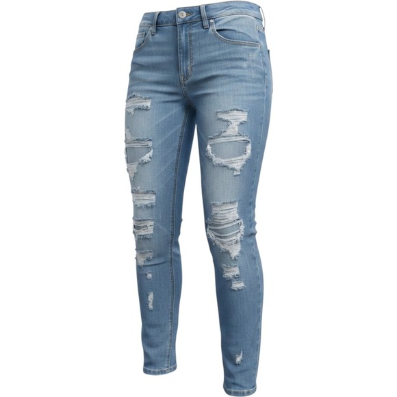 American Eagle Outfitters Denim - American Eagle Womens Distressed Skinny Jeans Blue Button Fly‎ Ripped Size 0